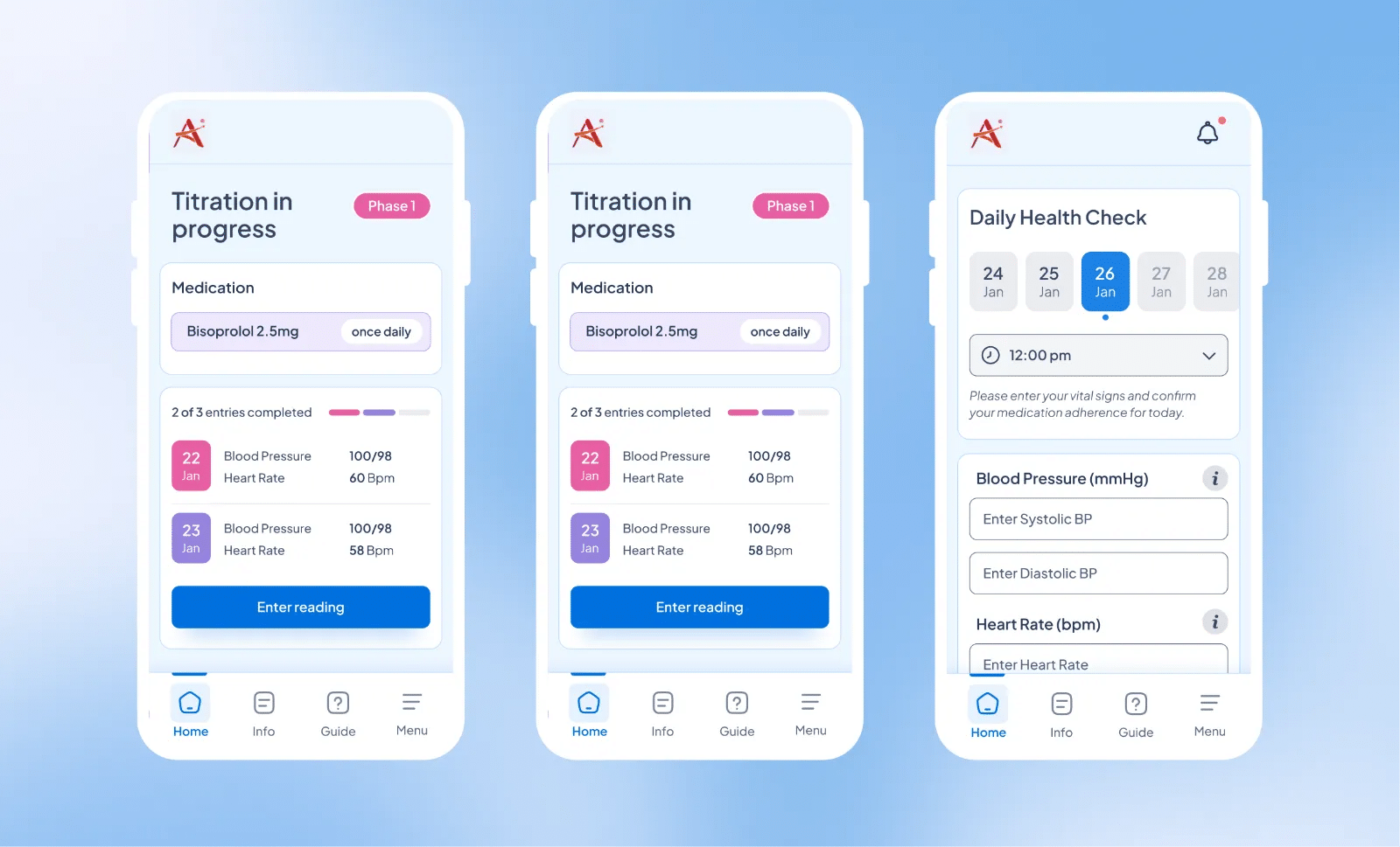 Appritator® app's daily monitoring options